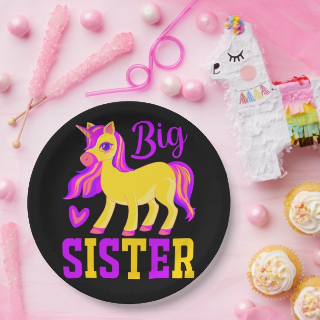 Big Sister Magical Unicorn Pappteller (Party)