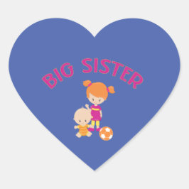 Big Sister mit Baby Brother Heart geformt Herz-Aufkleber