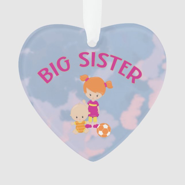 Big Sister mit Baby Brother Herz Weihnachtsbaum Ornament (Vorderseite)