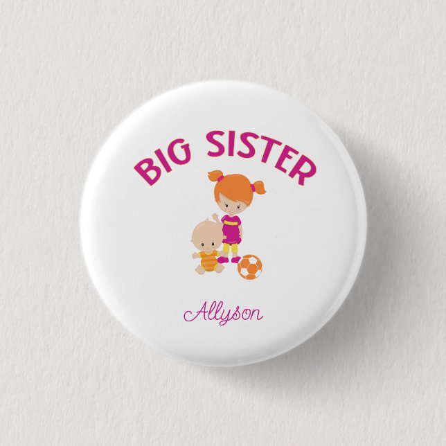 Big Sister mit Baby Brother Personalisiert Button (Vorderseite)