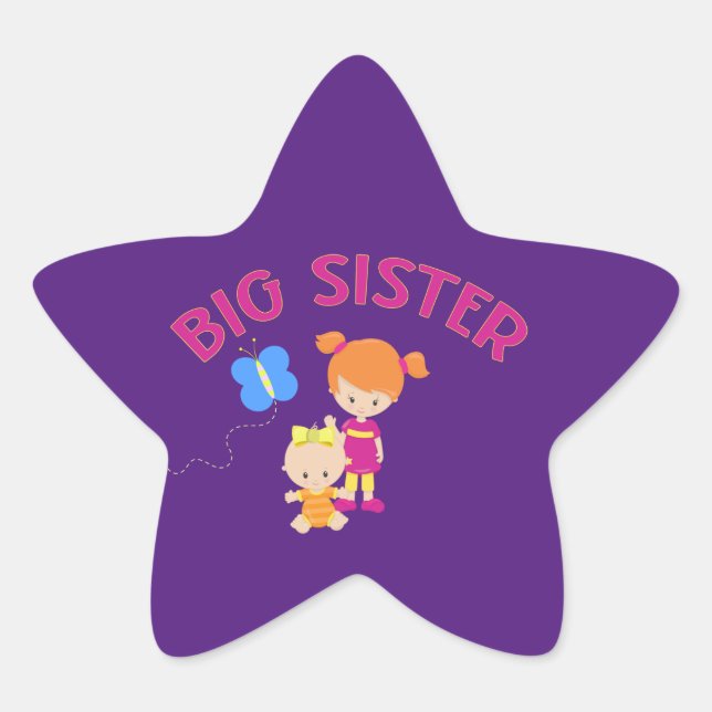 Big Sister mit Baby Sister Star Sticker (Vorderseite)