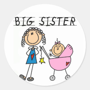 Big Sister mit Little Sis Tshirts Runder Aufkleber