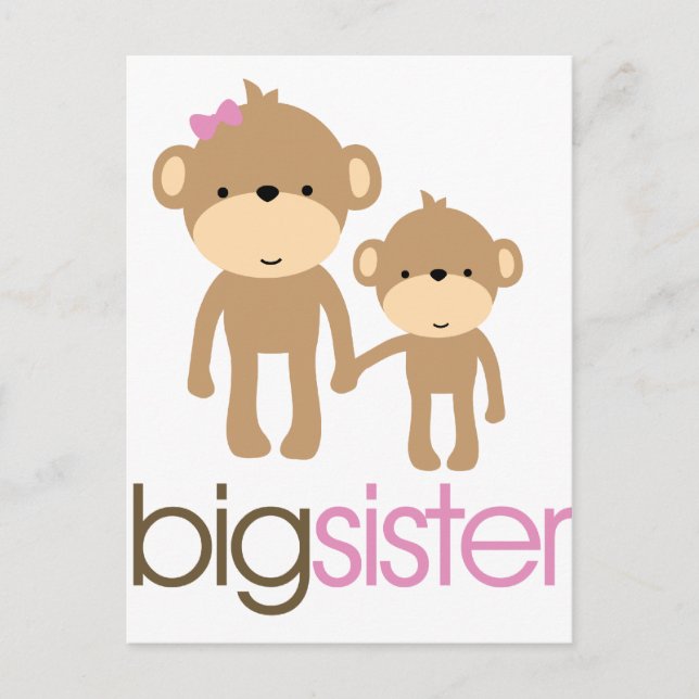 Big Sister Monkey Pregnancy Ankündigung T - Shirt (Vorderseite)