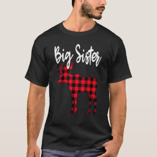 Big Sister Moose Buffalo Karierte Weihnachtsfeiert T-Shirt