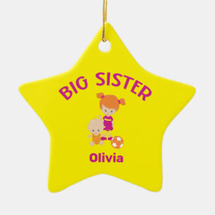 Big Sister Name mit Baby Brother Year Star Custom Keramik Ornament