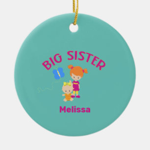 Big Sister Name mit Baby Schwester nach Jahrgang Keramik Ornament