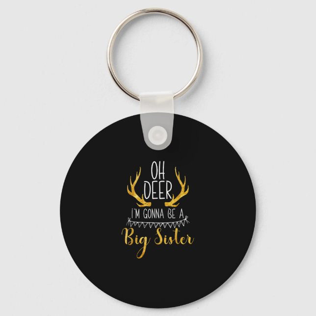 Big Sister Oh Deer Baby Announcement Cute Keychain Schlüsselanhänger (Vorderseite)