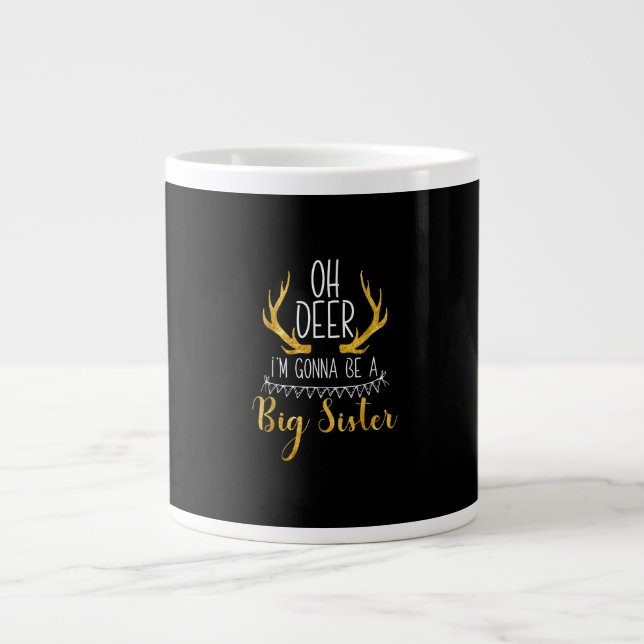 Big Sister Oh Deer Baby Announcement Cute Style  Jumbo-Tasse (Vorderseite)
