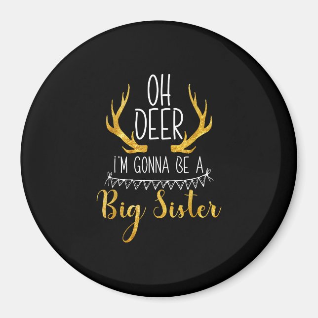 Big Sister Oh Deer Baby Announcement Cute Style  Magnet (Vorne)