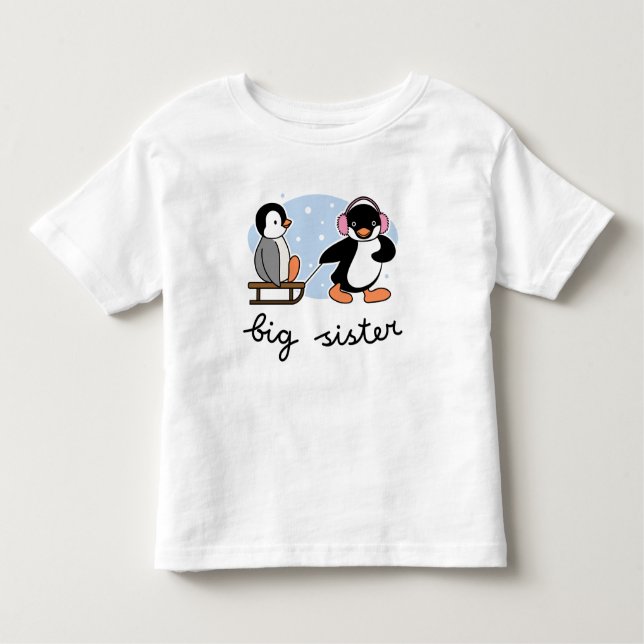 Big Sister Penguin Kleinkind T-shirt (Vorderseite)