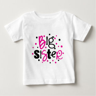 BIG SISTER Pink Black Punkt Baby T-shirt