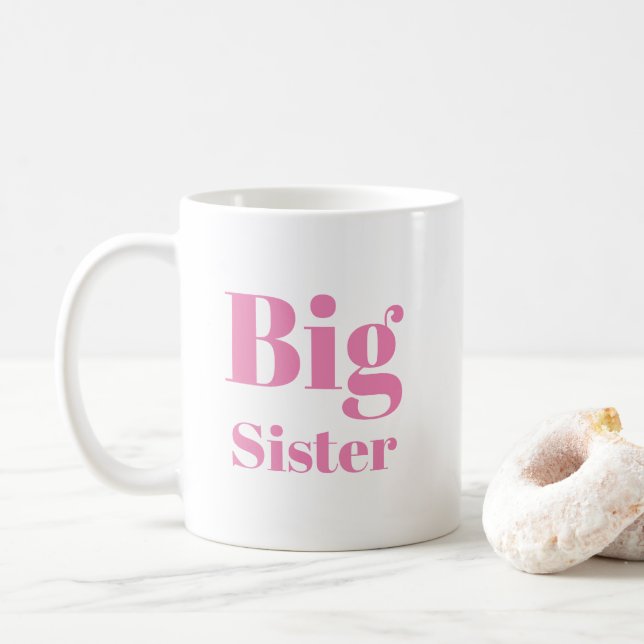 Big Sister Pink Briefe Mädchen weiß Kaffeetasse (Mit Donut)