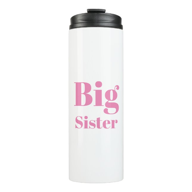 Big Sister Pink Briefe Mädchen weiß Thermosbecher (Vorderseite)