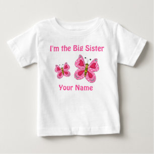 Big Sister Pink Butterfly Personalisiert T Shirt