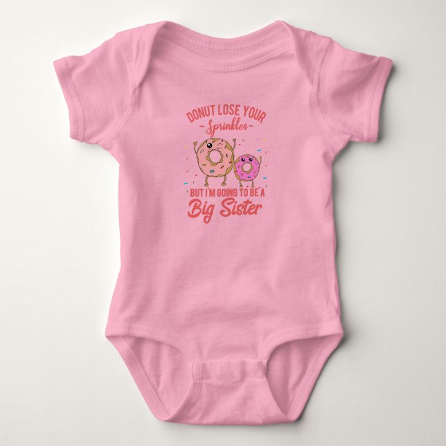 Big Sister Pink Donut Baby Ankündigung Strampler (Vorderseite)