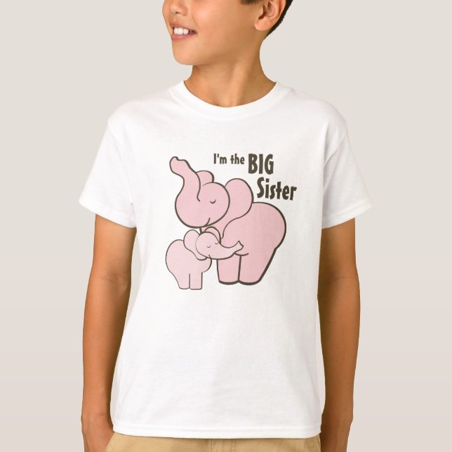 Big Sister Pink Elephant T-Shirt (Vorderseite)