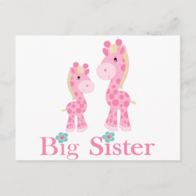 Big Sister Pink Giraffen Postkarte (Vorderseite)