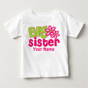 Big Sister Pink Green Personalisiert T Shirt