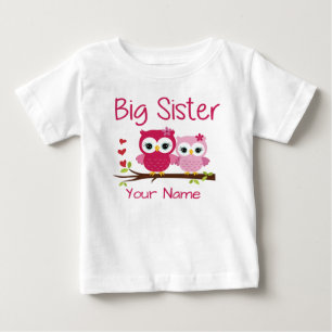 Big Sister Pink Owl Personalisiert T Shirt