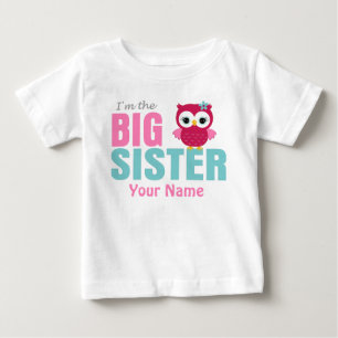 Big Sister Pink Owl Personalisiert T Shirt