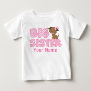 Big Sister Pink Puppy Personalisiert T Shirt