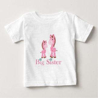Big Sister Pink und Brown Giraffen Baby T-shirt