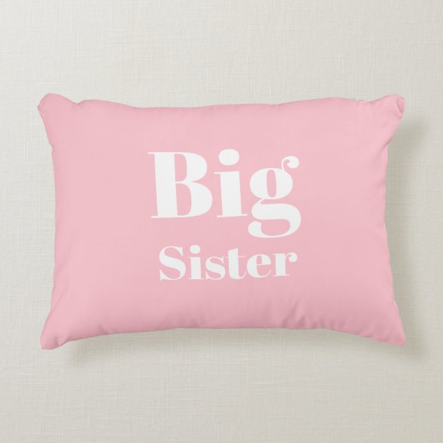Big Sister Pink White Girl's Dekokissen (Vorderseite)