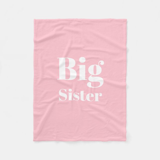 Big Sister Pink White Girl's Fleecedecke (Vorderseite)