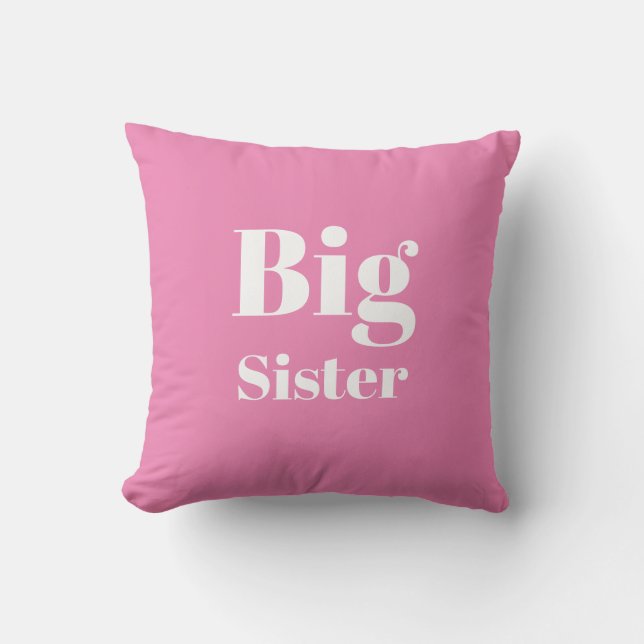Big Sister Pink White Girl's Kissen (Vorderseite)