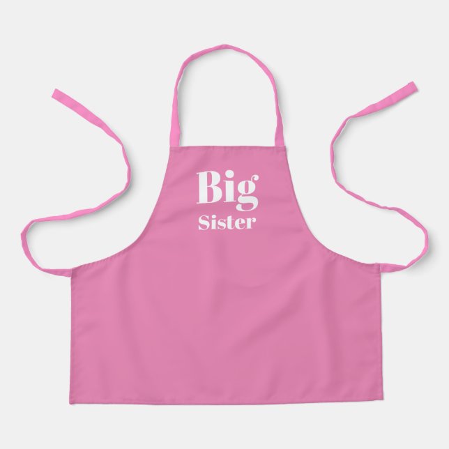 Big Sister Pink White Girl's Schürze (Vorderseite)