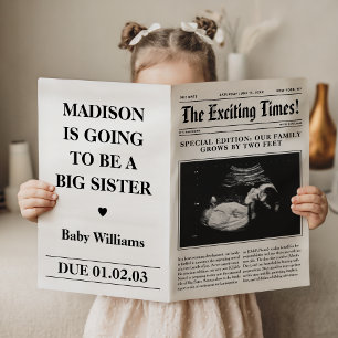Big Sister Pregnancy Announcement Zeitung Falten Poster