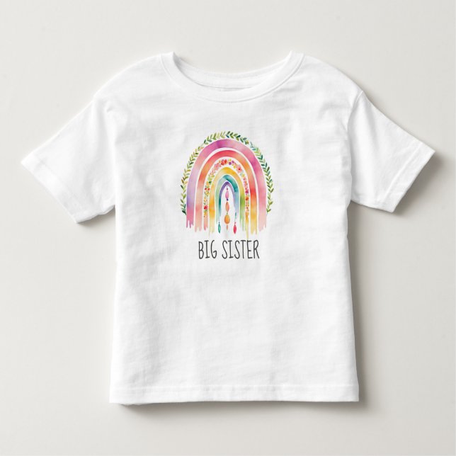 Big Sister Rainbow Matching Outfit Kleinkind T-shirt (Vorderseite)