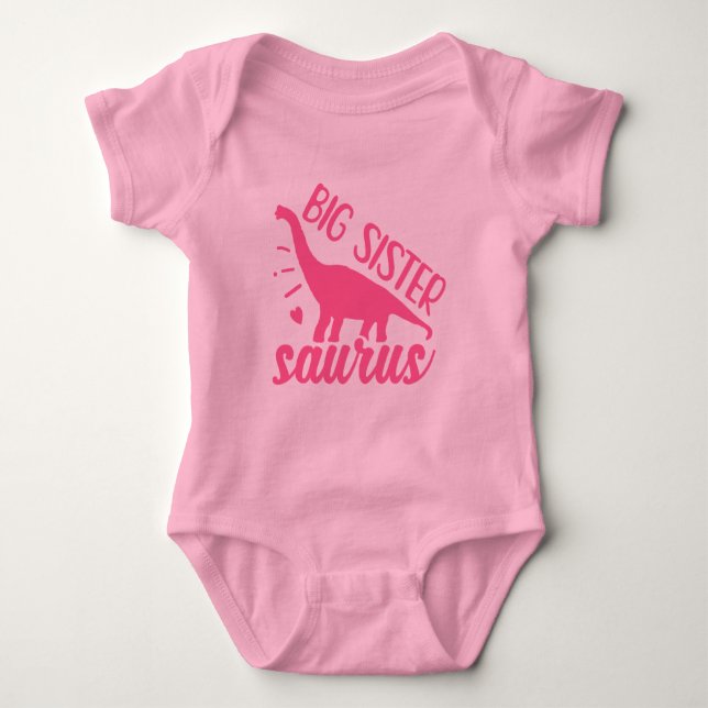 Big Sister Saurus in Pink Baby Strampler (Vorderseite)