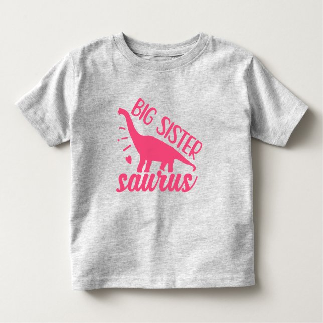 Big Sister Saurus in Pink Kleinkind T-shirt (Vorderseite)