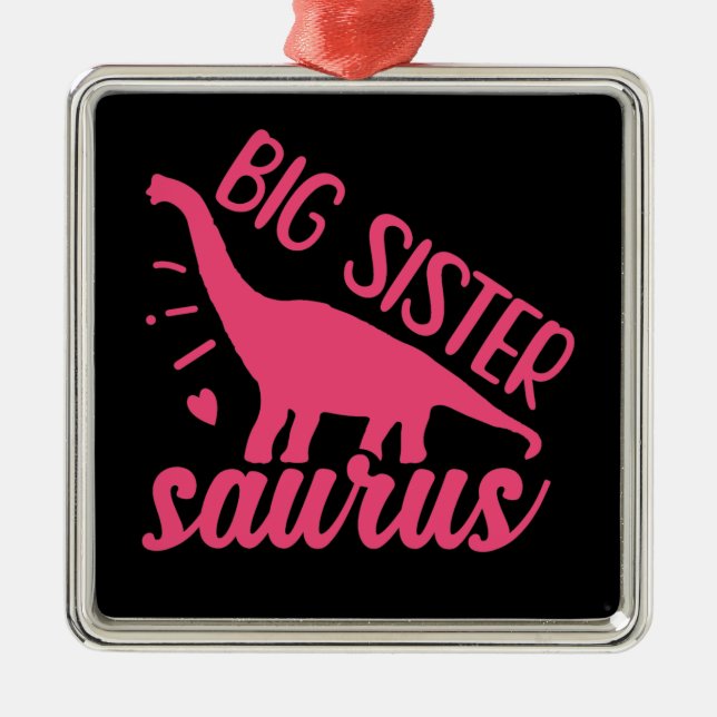 Big Sister Saurus in Pink Ornament Aus Metall (Vorne)