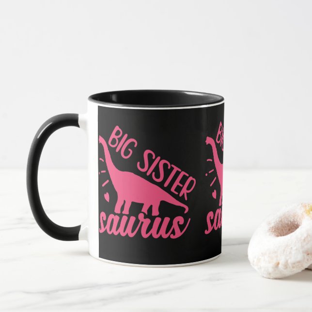 Big Sister Saurus in Pink Tasse (Mit Donut)
