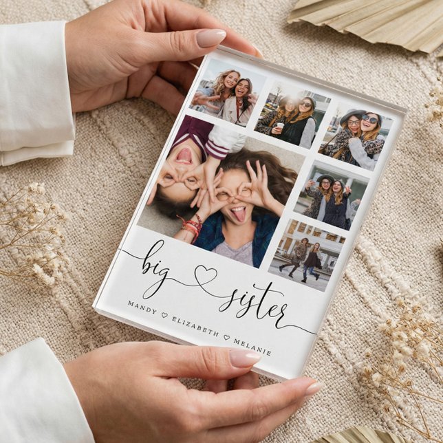 Big Sister Script | Geschenk für Schwestern FotoCo Fotoblock (Big Sister Script | Gift For Sisters Photo Collage)