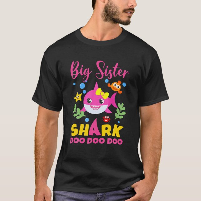 Big Sister Shark Geschenk Niedliches Baby Shark Fa T-Shirt (Vorderseite)
