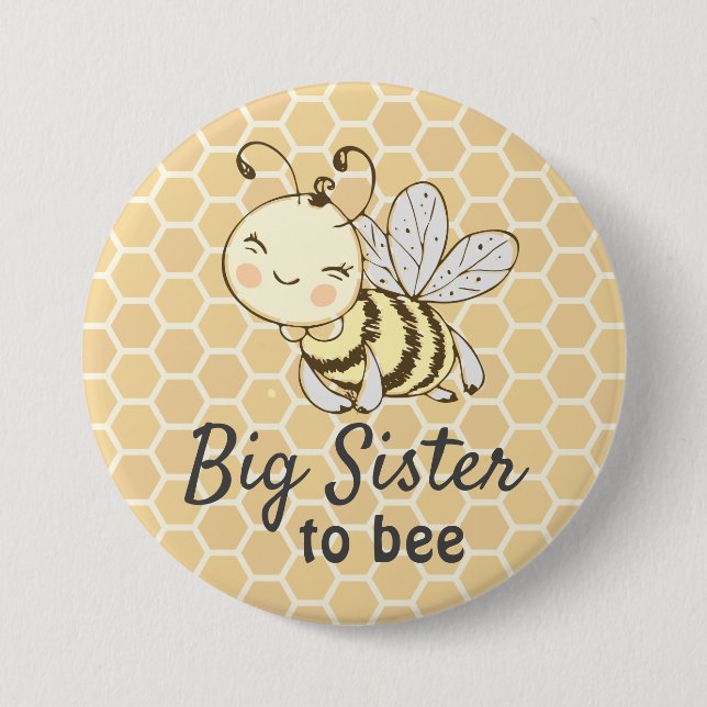 Big Sister Sis to be Bumblebee Bee Baby Shower Button (Vorderseite)