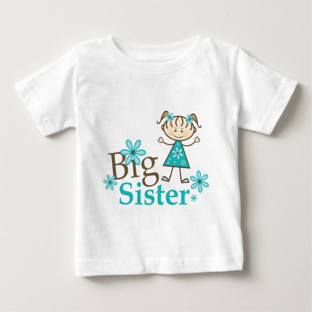 Big Sister Strichmännchen Baby T-shirt (Vorderseite)