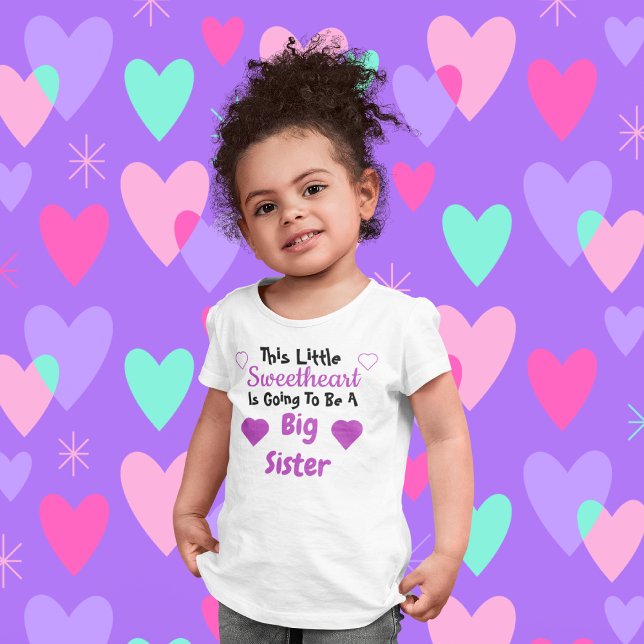Big Sister Sweetheart Pregnancy Reveal Kleinkind T-shirt (Von Creator hochgeladen)