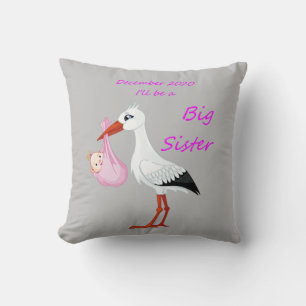 Big Sister Throw Pillow Baby Stork Dezember 2020 Kissen