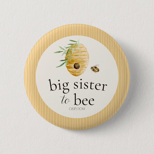 Big Sister To Bee Bumblebee Baby Shower Family  Button (Vorderseite)