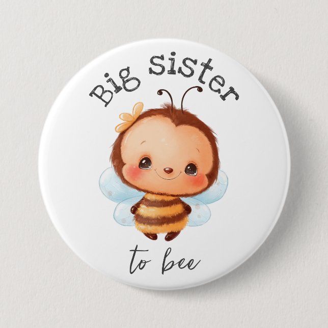 Big Sister to Bee Bumblebee Kids Button (Vorderseite)