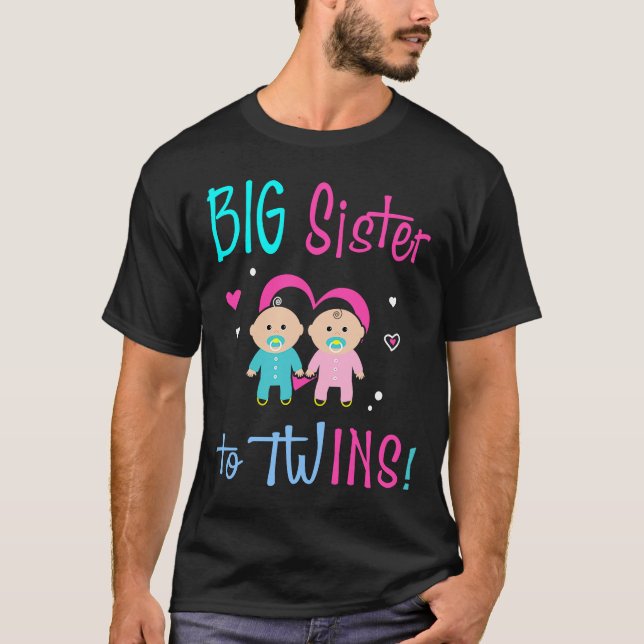 Big Sister to Twins Girl Boy T-Shirt (Vorderseite)