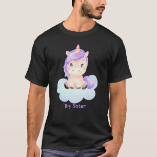 Big Sister Unicorn Fairy Tale Print Sibiling Girls T-Shirt