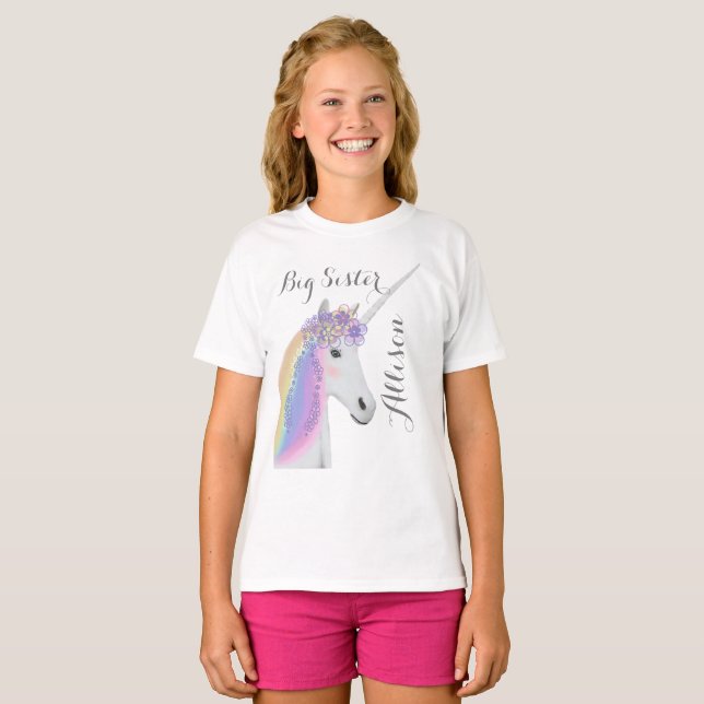 Big Sister Unicorn Personalisiert T-Shirt (Vorne ganz)