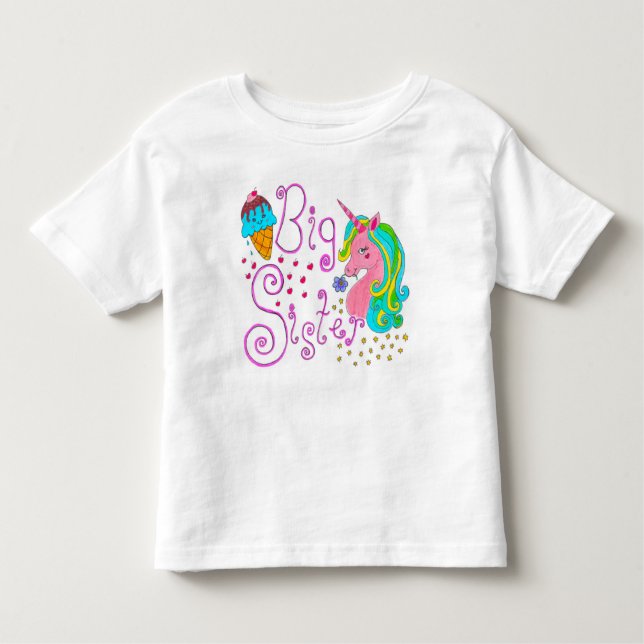 "Big Sister" Unicorn T - Shirt für Kleinkinder (Vorderseite)