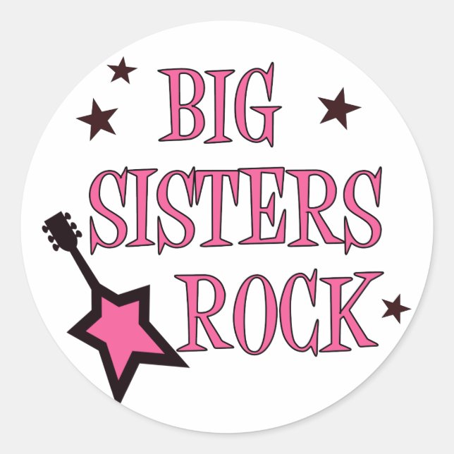 Big Sisters Rock Runder Aufkleber (Vorderseite)