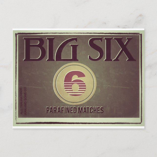 Big Six Old Label Postkarte (Vorderseite)